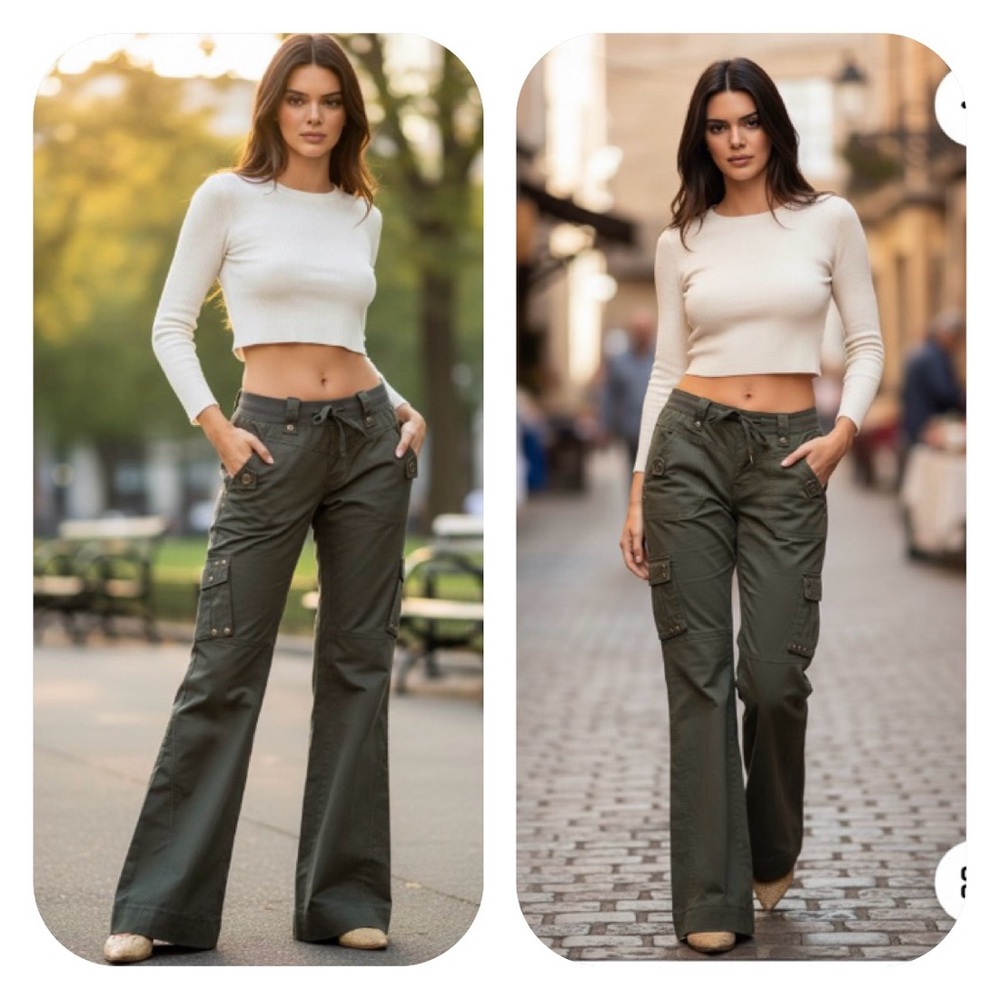 The Kript Dolls Kill S olive low rise prilla cargo pants - Picture 6 of 12